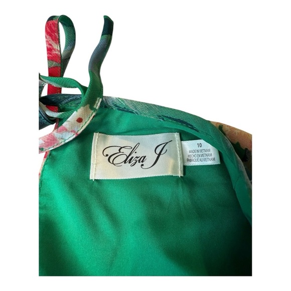 Eliza J Women’s Floral Balloon Sleeve Knee Length Dress InGreen& Pink Floral 10 - Picture 8 of 14